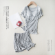 New Modal Lady Short Sleeve Pajamas Set with Bra Pad Bra One Piece Half Sleeve Shorts Striped Loose Large Size Home Wear Set New Modal Lady Short Sleeve Pajamas Set with Bra Pad Bra One Piece Half Sleeve Shorts Striped Loose Large Size Home Wear Set