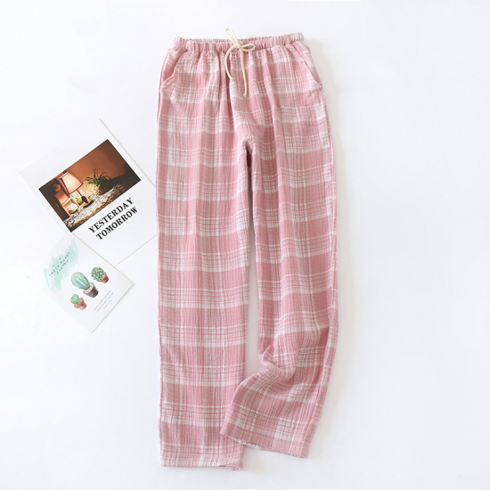 Japanese style new spring and autumn ladies cotton double crepe couple pants large size men and women home service summer Japanese style new spring and autumn ladies cotton double crepe couple pants large size men and women home service summer