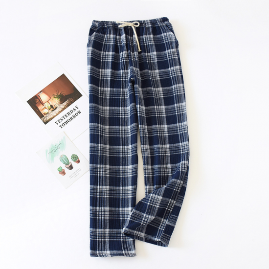 Japanese style new spring and autumn ladies cotton double crepe couple pants large size men and women home service summer Japanese style new spring and autumn ladies cotton double crepe couple pants large size men and women home service summer