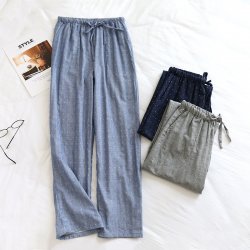 Japanese new spring and summer couples cotton double gauze men's and women's home pants plus size youth pants pajamas trousers