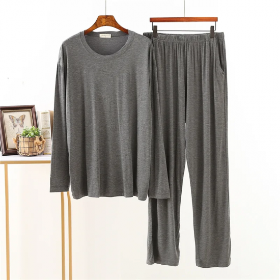Japanese new style modal spring and autumn mens pajamas long-sleeved loose large size home service suit men pajama set sleepwear Japanese new style modal spring and autumn mens pajamas long-sleeved loose large size home service suit men pajama set sleepwear