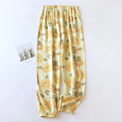 2025 Spring/Summer New Women's Sleeping Pants Viscous Fiber Gongsatin Ladies Beach Pants Mosquito Proof Pants Flower Home Pants