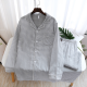 Japanese new couple pajamas, long-sleeved trousers, two-piece 100% cotton gauze simple plaid home service suit for men and women Japanese new couple pajamas, long-sleeved trousers, two-piece 100% cotton gauze simple plaid home service suit for men and women