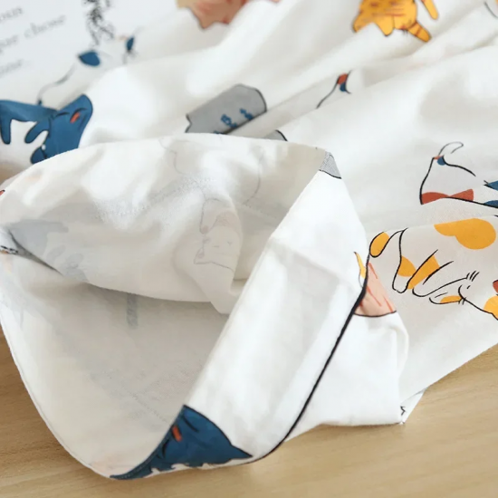 New 100% cotton short-sleeved shorts ladies pajamas set cute cartoon pajamas Japanese simple short pajamas women sleepwear New 100% cotton short-sleeved shorts ladies pajamas set cute cartoon pajamas Japanese simple short pajamas women sleepwear