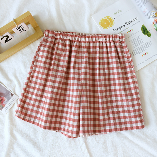 2025 New Summer Couple Japanese Shorts 100% Cotton Men's and Women's Plaid Simple Large Thin Home Shorts plaid pajama pants 2025 New Summer Couple Japanese Shorts 100% Cotton Men's and Women's Plaid Simple Large Thin Home Shorts plaid pajama pants