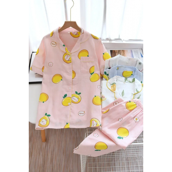 2025 Japanese style simple short women female 100% cotton gauze short sleeve trousers ladies pajamas suit cute pajamas sets home 2025 Japanese style simple short women female 100% cotton gauze short sleeve trousers ladies pajamas suit cute pajamas sets home