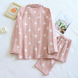 2025 New Spring and Autumn Pajama Set Women's 100% Cotton Long Sleeve Pants Two Piece Love Lovely Sweet Home Furnishing Set