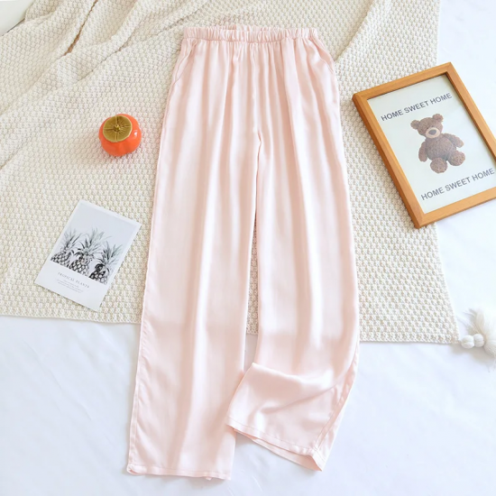 2025 New Summer Couple Sleeping Pants Gongsatin Viscous Fiber Men's and Women's Sleeping Pants Thin Large Loose Home Pants