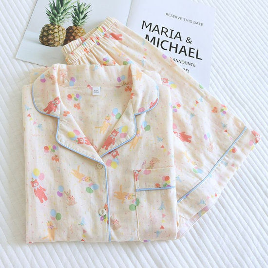 2025 New Summer Women's Pajama Set 100% Cotton Short sleeved Shorts Two piece Sweet Cartoon Flip Collar Thin Home Fury Set 2025 New Summer Women's Pajama Set 100% Cotton Short sleeved Shorts Two piece Sweet Cartoon Flip Collar Thin Home Fury Set